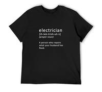 Electrician Definition Sparky Tradesman - Camiseta de algodón para hombre, color negro, Negro , 3XL