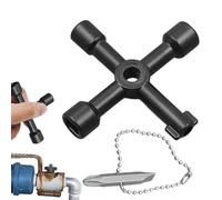 Electrician Service - Llave de utilidad de 4 vías para trabajos eléctricos de fontanería | Cruz compacta con función de par, mantenimiento ligero para medidores, puertas, válvulas, armarios, techni