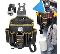 Electrician Waist Tool Bag, MultiPocket Technician Organizer Pouch with Belt Loop, 6.5x2.76x8.27 inches Large Capacity Lightweight for Carpenters, Roofers and Hair Estilists