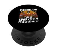 Electricista I Make Sparks Fly Profesionalmente Herramientas Retro PopSockets PopGrip Adhesivo