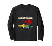 Electricity Explained Volt Ohm Amp Funny Electrician Manga Larga