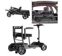 Eléctrico Adulto Plegable Y Ligera,Scooter De Movilidad De 4 Ruedas.Frenos Electromagnéticos Y Neumáticos Macizos. Adecuado para Que Las Personas Mayores Lo Utilicen Al Salir Y Viajar. 20A