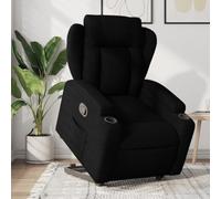 Eléctrico elevable reclinable para personas mayores Negro 77x94 5x100 cm | Sillón Reclinable Eléctrico Elevable para Personas Mayores con Mando y Portavasos, Tela Negra Transpirable, Relajante Asiento