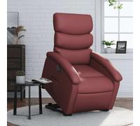 Eléctrico elevable reclinable para personas mayores Rojo 70x92x99cm | Sillón elevable eléctrico cuero artificial rojo tinto reclinable para ancianos con mando y motor silencioso, butaca eléctrica