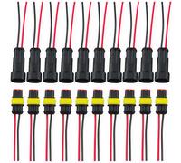 Electrico Impermeable Conector, CESFONJER Conectores Sellado, para Auto Motocicleta Scooter Camión Juego de Enchufes Marinos (2 Pin con 8cm Cable × 10 Kit)