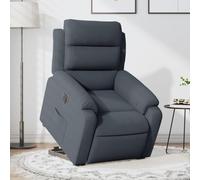 Eléctrico reclinable elevable para personas mayores con mando Gris 75 x 92 | Sillón electrico reclinable elevable para ancianos de terciopelo gris oscuro con masaje y mando, butaca relax eléctrica para