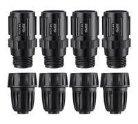 ElectricWise Juego de 8 adaptadores de grifo regulador de presión de riego por goteo de 25 PSI, 4 reguladores de presión FHT de 3/4 pulgadas x 3/4 pulgadas MHT, 4 adaptadores de tubo de riego por