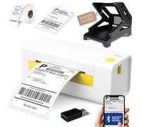 ElectriQ Spirit Impresora térmica de etiquetas de envío Bluetooth para pequeñas empresas. Incluye soporte de papel, etiquetas de 4 x 6, calcomanías redondas de 2 pulgadas, USB C y libro electrónico.