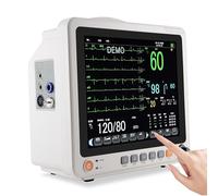 Electrocardiógrafo Portátil,Monitor De Pacientes Multiparamétrico Con Pantalla Táctil De 12,1 Pulgadas | Ecg/Fc/Pani/ Spo2/ Resp/Temp | 3 Modos | Batería Interna De 3 Horas