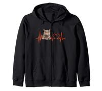 Electrocardiograma de Chartreux Cat Heartbeat Funny «Amo a mi gato» Sudadera con Capucha