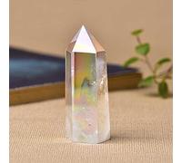 Electrochapa blanca natural Columna hexagonal Crystal Rock Mineral Specimen Point Rainbow Wand Decoración del hogar Piedra-blanco crystal_50-60mm