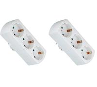ElectroDH 36048 Adaptador 3 Tomas SCHUKO, Blanco (Paquete de 2)