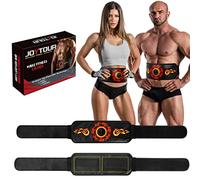 Electroestimulador Muscular Abdominales, EMS Estimulador Abdominal Seguro, Rápido y Efectivo, Abdominales en Casa, Cinturon Electroestimulador Abdominales con Correa de Extensión Adiciona (Rojo)