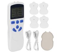 Electroestimulador Muscular Digital Masajeador de Pulso Eléctrico Masajeador de Cuello de Hombro Portátil con 4 Electrodos Y 8 Modos para Relajación Corporal(EU)