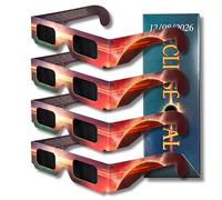 ELECTROHOGAR 4 Gafas Eclipse Solar Homologadas | Gafas Certificadas ISO 12312-2 y Certificado CE para Ver el Eclipse de Sol de Forma Segura y con Protección | Eclipse España Agosto 2026