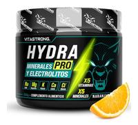 Electrolitos Pre Workout Vitastrong Hydra Pro 250g, 10 Vitaminas y Minerales Completo con Rhodiola Rosea, Vitamina C, Vitamina B12, Potasio y Magnesio Malato, Electrolytes Sin Gluten, Sabor Naranja
