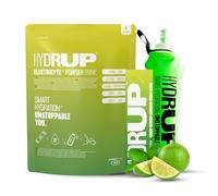 Electrolitos sin Azúcar 1733 mg con Botella Plegable de Silicona 500 ml - Hidratación Rápida con Sales Minerales y Vitaminas B y C - Sabor Lima Limón - 6 Sobres - Sin Gluten ni Lactosa - HYDRUP