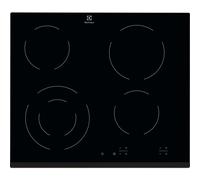 Encimera - Electrolux EHF6241FOK, Vitrocerámica, Eléctrica, 4 zonas, 60 cm, Biselada, Negro