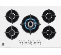 ELECTROLUX KGG7537W Placa de Cocción 75 cm Gas 5 Fuegos Cristal Blanco