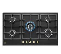 Electrolux KGS 9536 RN - Placa de cocción a gas (90 cm, acabado en fundición negra), color negro