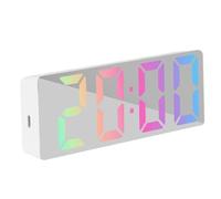 Electronic Alarm Clocks - LED Mirror Desk Clock, Large Display | Silent Digital Clock with Date Temperature Features, Bedside Table Clockk, Modern Home Office Accessory for Bedroom, Living Room, Deskt