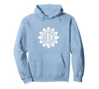 Electronic Body Music EBM - Letra con Engranaje Sudadera con Capucha, Unisex para Adultos, Azul Polvoriento, M