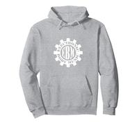 Electronic Body Music EBM - Letra con Engranaje Sudadera con Capucha, Unisex para Adultos, Gris Jaspeado, S