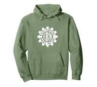 Electronic Body Music EBM - Letra con Engranaje Sudadera con Capucha, Unisex para Adultos, Verde Salvia, XL