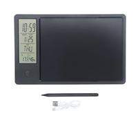 Electronic Desktop Calendar Rechargeable Writing Notepad with Digital Clock Date Time Display Drawing Pad Board Multi Functional Lightweight for Office Home Business (Black)