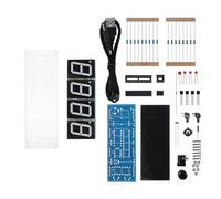 Electronic DIY Kit Clock 4Digit DIY Digital LED Clock Kit Auto Display Time Temperature Date with Alarm Timer Function for Electronics Enthusiasts ABS Blue Green White Red (Blue)