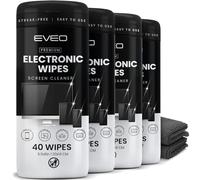 Electronic Wipes Streak-Free for Screen Cleaner & Smart Watch [4 Pack x 40] TV Screen, Smart TV, Computer Screen, Laptop, Phone, Tablet, and Electronics devices - Microfiber Cloth Included [160 Wipes]
