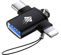 ELECTRONICA 4U Adaptador de adaptador USB A USB-A 3.0 a USB C USB-C Lightning 2 en 1 OTG