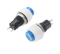 ElectronicSwitch 6PC DS-451 Reset Round Small Push Button Switch Terminal 250V 2A Blue Copper Pin 10mm Mounting Hole