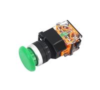 ElectronicSwitch Emergency Stop Switch Momentary Mushroom Cap Push Button Switch Self Reset No Lock Round 1NO1NC Button Silver 22mm LA38-11M 1PCS(Green,Self-Recovery)