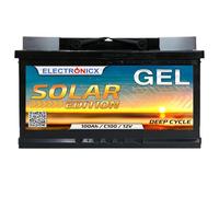 Electronicx batería de alimentación Gel Solar Edition 100Ah 12V - Batería Gel 100 Ah Deep Cycle - sin Mantenimiento, sellada, para Interiores - sin Fuga de ácido - protección contra la corrosión