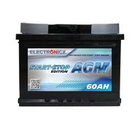 Electronicx batería de coche AGM 12V 60Ah - 700A EN, sellada, resistente a vibraciones, compacta, adecuada para start-stop, tecnología AGM, batería de coche de alto rendimiento 60 Ah.
