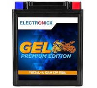 Electronicx batería de moto GEL YB12AL-A 12V 12Ah 150A - sellada, sin mantenimiento, antigoteo - batería de arranque para moto, scooter, quad, ATV - compacta, resistente a vibraciones