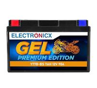 Electronicx Batería de moto GEL YT7B-BS 12V 7Ah 90A - compacta, sellada, sin mantenimiento, antigoteo y resistente a vibraciones. Ideal para scooter, quad y moto - Medidas: 150×65×93 mm