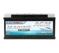 Electronicx batería de servicio AGM 12V 140Ah / 140 Ah - batería de alto rendimiento con tecnología AGM, 393×175×190 mm, sellada, sin mantenimiento, polo positivo a la derecha, ideal para barco, solar
