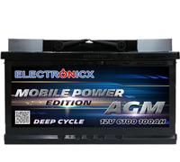 Electronicx batería de servicio AGM Mobile Power Edition 12V 100Ah / 100 Ah deep cycle sellada sin mantenimiento polo positivo a la derecha - solar, autocaravana, caravana, ocio 278×175×190 mm