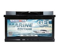 Electronicx Batería de Suministro Gel 12V 110Ah / 110 Ah Marine Edition - Tecnología Gel, 315x175x190 mm, Polo Positivo a la Derecha, para Barco, Solar, Autocaravana, Furgoneta, fotovoltaica, yate