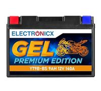 Electronicx, batería GEL para moto YT9B-BS 12V 9Ah 140A - sellada, sin mantenimiento, resistente a vibraciones - para scooter, quad, ciclomotor, ATV, moto de agua - 150×70×104 mm
