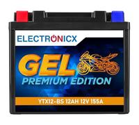 Electronicx batería GEL YTX12-BS 12V 12Ah - batería de arranque sellada y sin mantenimiento para moto, scooter, quad, ciclomotor - potente, compacta, resistente a vibraciones y fugas