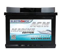 Electronicx Bateria solar de Ciclo Profundo AGM 12v 80ah MARINE EDITION Barcos, Autocaravanas, Camper, Camping y Furgos