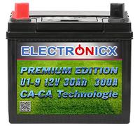 Electronicx batería para Tractor cortacésped 12V 30Ah U1-9 AGM, Polo Positivo a la Izquierda, batería de Arranque sellada para cortacésped de Asiento, 196×132×182 mm, Libre de Mantenimiento