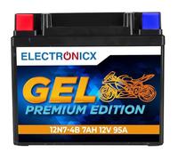 Electronicx GEL-12N7-4B batería de moto 12V 7Ah Gel - sin mantenimiento, sellada y a prueba de fugas - batería compacta de alto rendimiento para scooter, motocicleta, quad y ATV