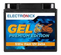 Electronicx GEL-51814 batería de moto 12V 19Ah 245A - batería de arranque potente, sellada, sin mantenimiento, tecnología de gel, ideal para motos, quads, scooters, motos de nieve