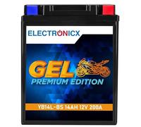 Electronicx GEL Premium YB14L-BS - Batería de moto 12V 14Ah 200A, sin mantenimiento, sellada, resistente a fugas y vibraciones, ideal para scooter, quad, ATV y motocicleta