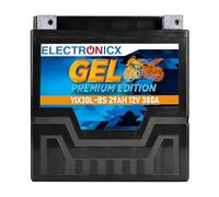 Electronicx GEL YIX30L-BS 12V 29Ah 380A batería de moto potente - sellada, sin mantenimiento y a prueba de fugas. Ideal para Harley, ATV o scooter. Robusta y lista para usar.