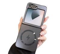 Electroplated Frosted Magnetic Case Cover for Samsung Flip Series, Compatible with MagSafe, for Samsung Galaxy Z Flip 7/6/5 (for zflip 6,Black)
